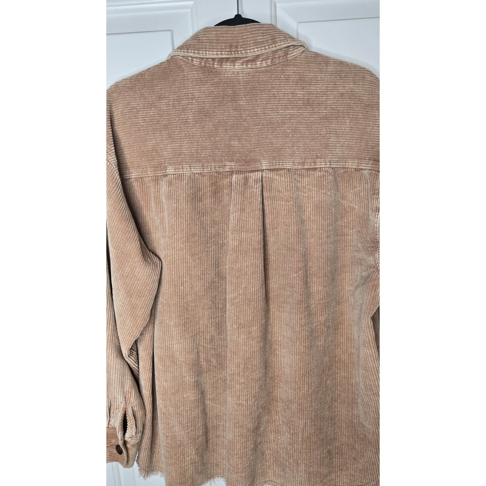 La Miel Oversized Corduroy Shacket Jacket Tan 100% Cotton Women's Large - Picture 9 of 9